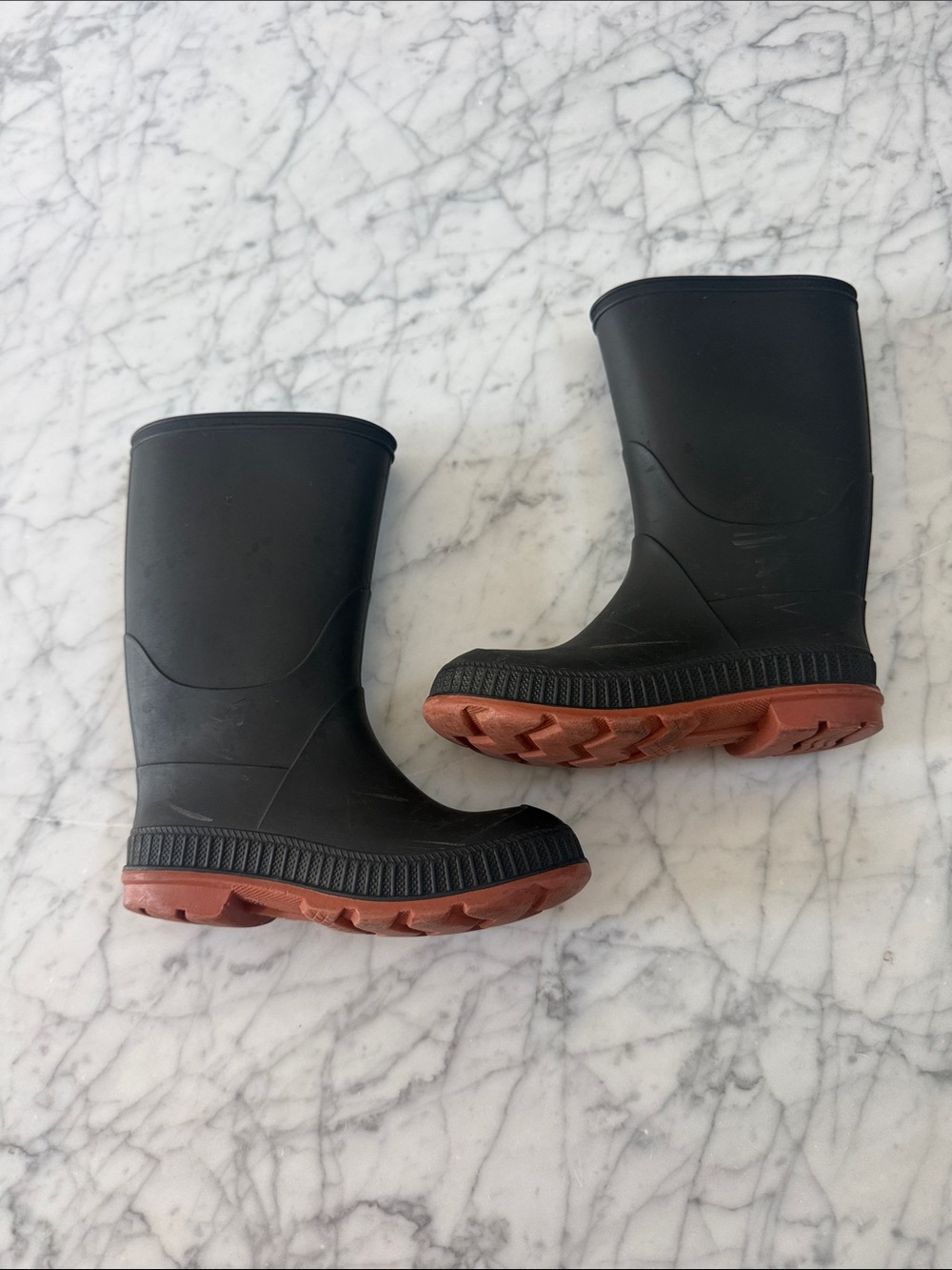 Kids Sz 11/12 Rain Boots Black Waterproof Rubber